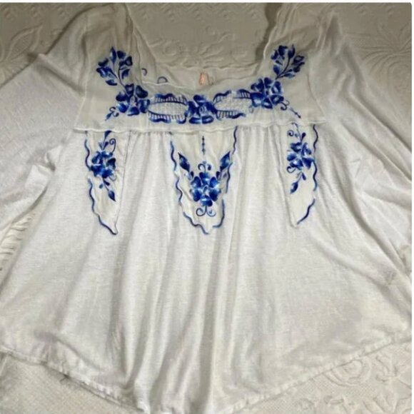 Free People Tops - embroidered gauze top .  free people